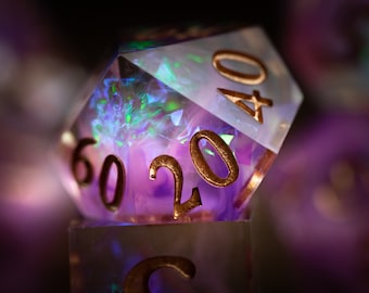 Space Dice / Rose Nebula  - Polyhedral Dice Pink Sharp Edge Dice for D&D / dnd Resin Dice Set / Galaxy dnd dice set  / space dnd dice