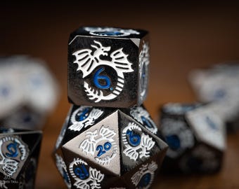 Metal Dice / Polyhedral Dice Metal Dice / Steel Wind / DnD Dice Metal / Gray Luminance / DnD gifts