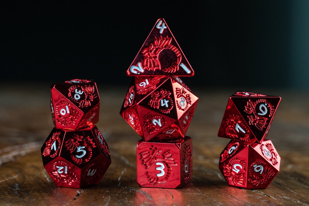 Red Dnd Dice / Metal Dice / Dnd Dice Metal / Red Metal Dice / Etsy