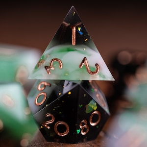 Polyhedral Dice Jade Dice / Pretty Dice Cute DnD dice / Nightfall Jade / Jade DnD dice / Dnd Gifts / Rouge Dice / Green Dice