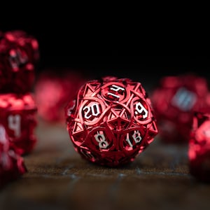 Red DnD Dice / Metal Dice / Blood Hunter / DnD Dice Metal / Blood Red DnD Dice / Polyhedral Dice