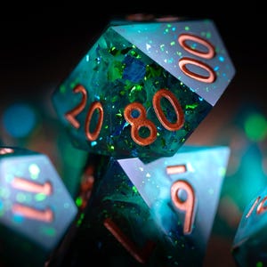 Space Dice / Shattered Aurora - Polyhedral Dice Sharp Edge Dice for D&D  / Galaxy dnd dice set  / space dnd dice