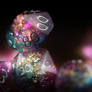 Space Dice / dnd dice - Cosmic Sky / dnd Resin Dice Set / Glitter Dice Set / Polyhedral dice set / Blue Dice purple