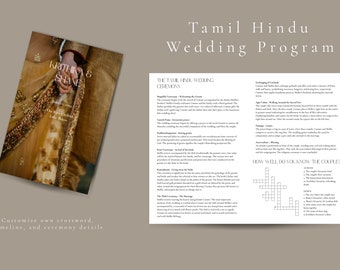 Modern Tamil Hindu Wedding Program | Instant Download