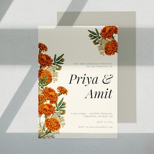 Modern Indian Wedding Invitation Template - Marigold