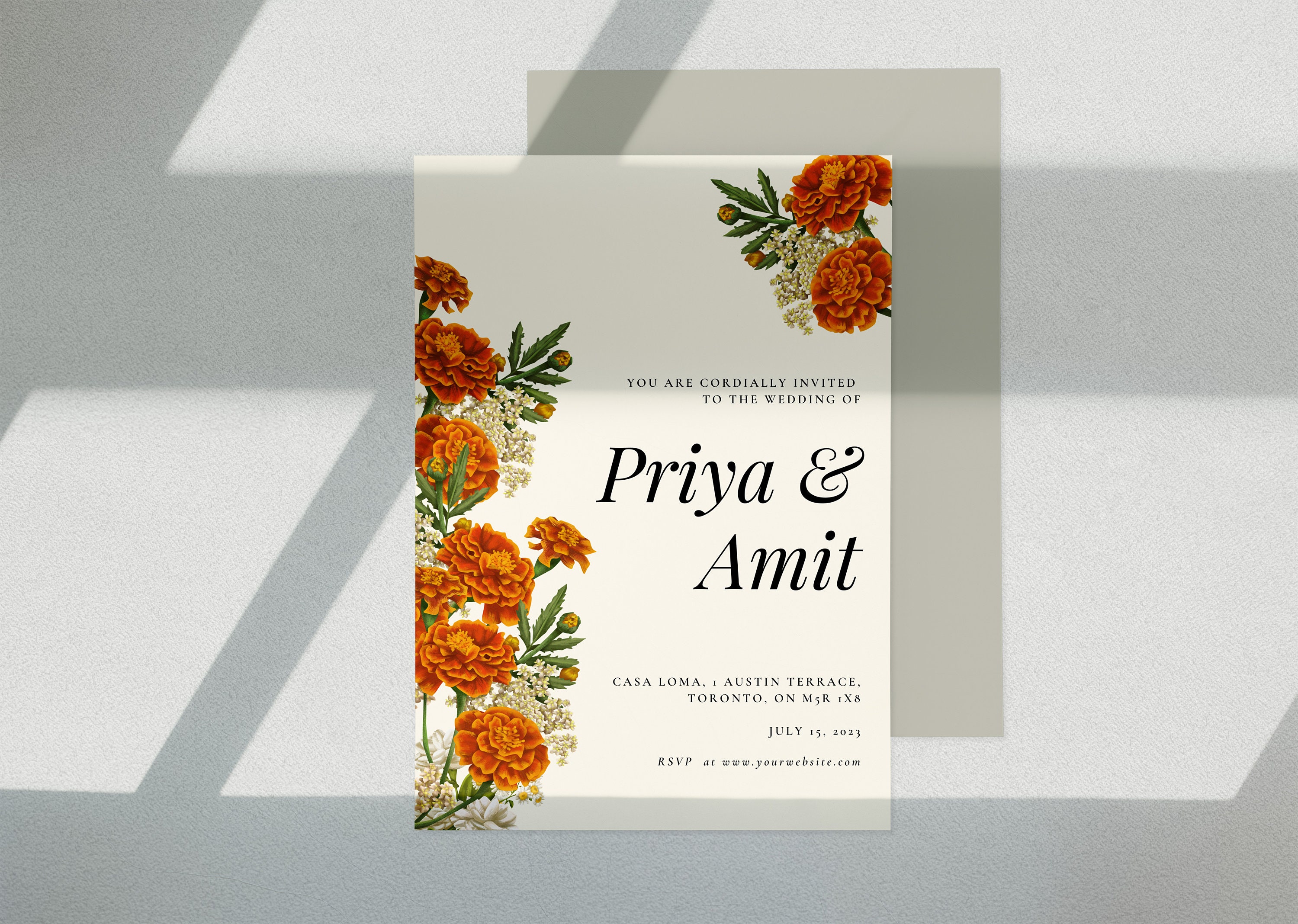 Modern Indian Wedding Invitation Template - Marigold
