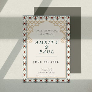 Modern Indian Wedding Invitation Template - Indian Print