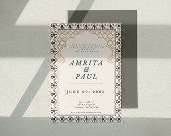 Modern Indian Wedding Invitation Template - Indian Print