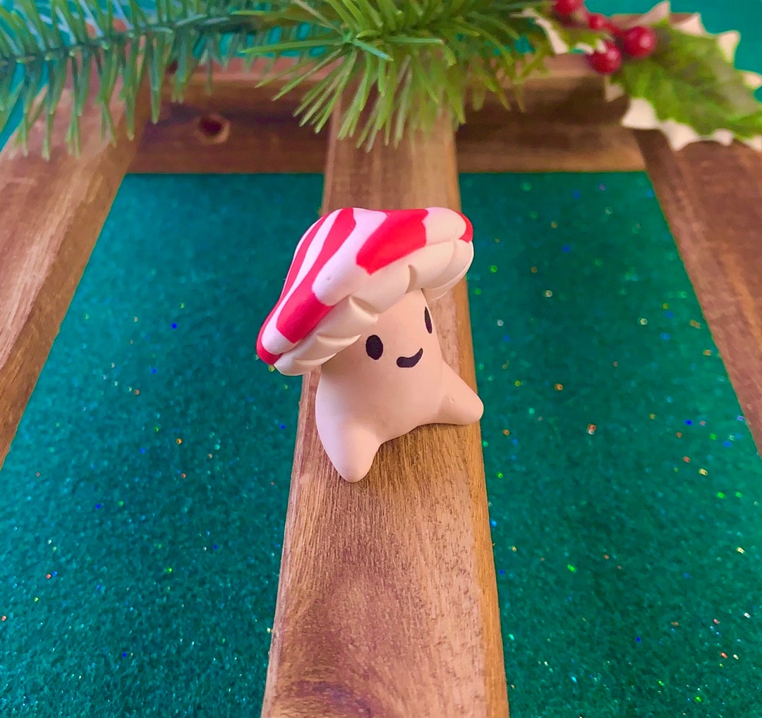 Peppermint Christmas Mushroom Miniature Handmade Custom Etsy