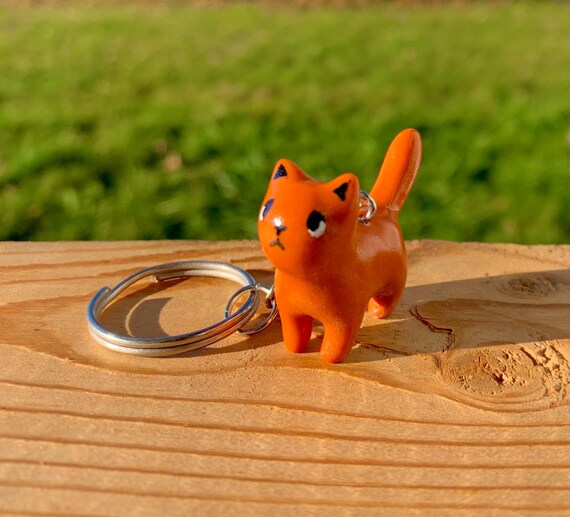 Handmade Clay Cat Keychain, Personalized Feline Charm - Etsy