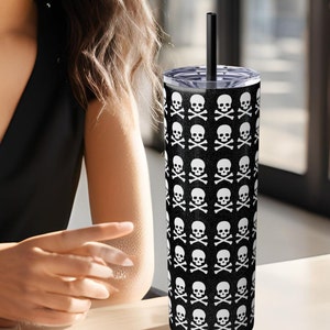 Skeleton Skinny Spooky Tumbler 20oz Custom Skulls Tumbler Travel Mug Skull lover Cup With Lid And Straw Personalized Skull Gifts For Women