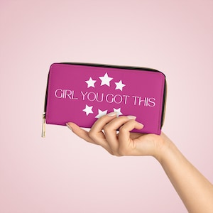 Hot Pink Girl Boho Zipper Wallet Women Girls Rectangle Purse Gift girlfriend Money Saving Girlie credit card holder cash budget a7 wallet