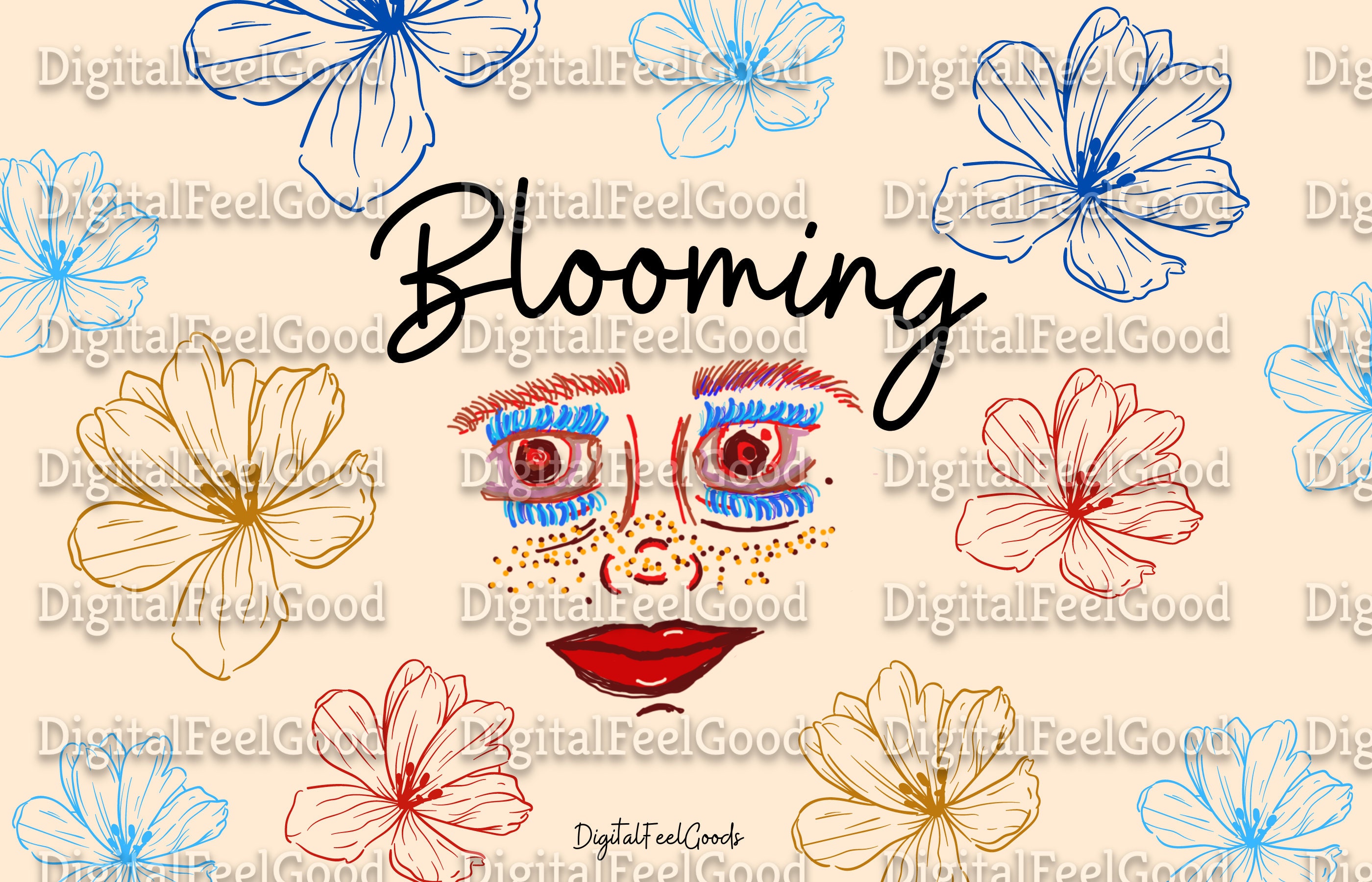 Blooming Face Desktop Wallpaper Etsy