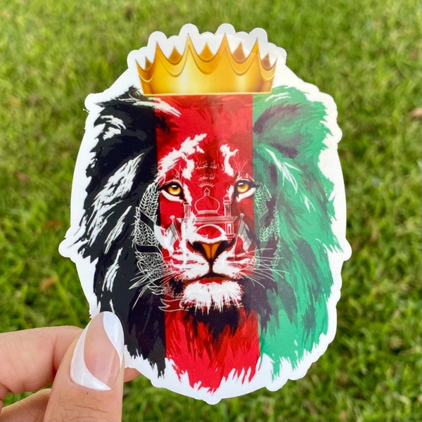 Afghanistan Lion King Sticker, Afghanistan Lion with Crown Sticker for Indoor Use with Free Shipping, Gifts for Her, Gifts for Him