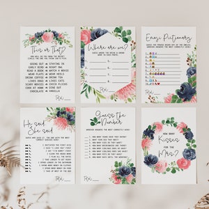 Modern Bridal Shower Games, 8 Editable Bridal Shower Games, Emoji Pictionary, Sketch the Dress and more!
