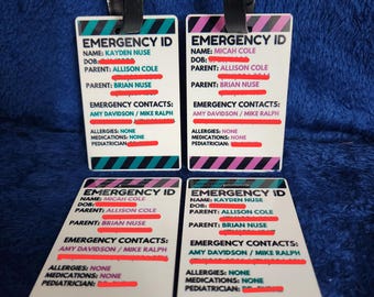 Etiquetas de identificación de EMERGENCIA