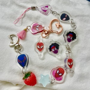 Spiderverse Spider-Man Customizable Acrylic Phone Charm Keychains (READ DESC.)