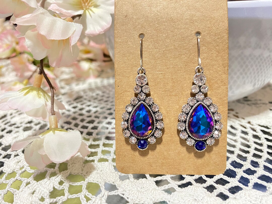 Periwinkle Jewel Earrings - Etsy