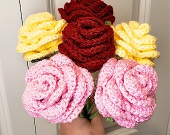 Crocheted Roses - Single or Custom Bouquet