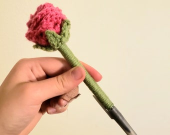 Crochet Rose Pen - Office or Wedding Decor