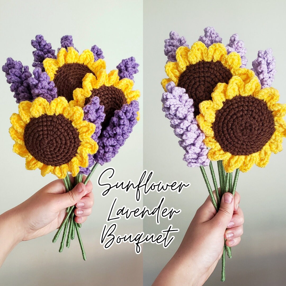 Sunflower Lavender Bouquet-hand Crocheted - Etsy Canada