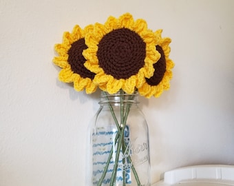 Crochet Sunflower Bouquet -- Customizable