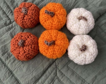 Mini crochet pumpkins