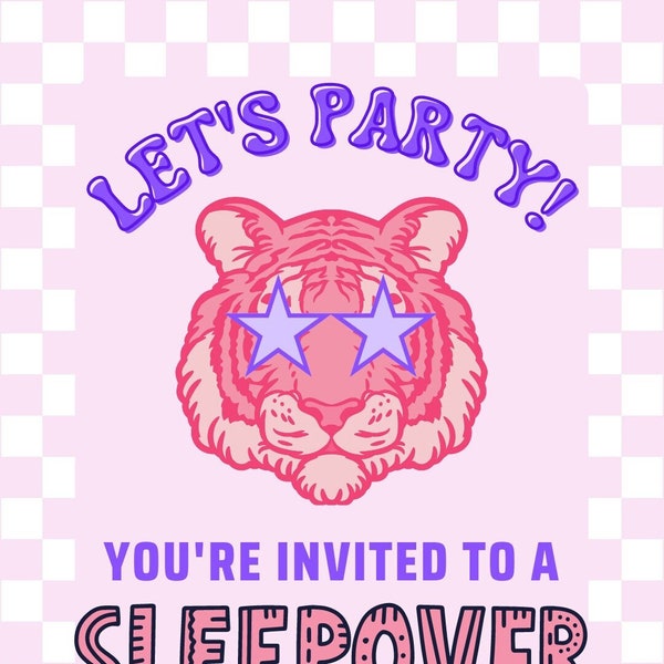 Preppy Sleepover Birthday Mobile Invitation EDITABLE Digital Download