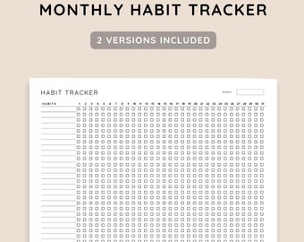Rastreador de hábitos mensual imprimible en formato horizontal, PDF rellenable, plantilla de rastreador de hábitos, rastreador de rutina, desafío de hábitos de 30 días, descarga digital