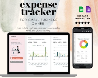 Plantilla de seguimiento de gastos para contabilidad de propietarios de pequeñas empresas/flujo de caja/pérdida de ganancias/impuestos sobre las ventas/recibos/hojas y formularios de Google