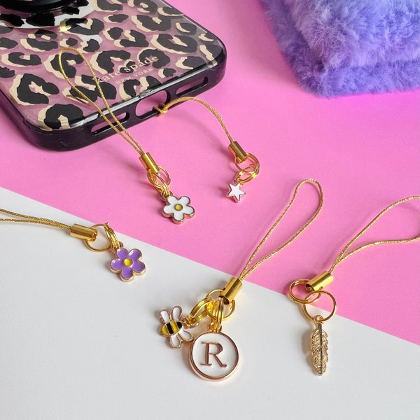 Custom Cellphone Charm • LIL MINIS • Micro Charms with Initial Letter Charm • Tiny Mobile Phone Charms • Made with Love In Canada