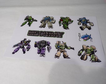 Mechbay Wave #1 Promotional Sticker pack - 8 vinyl mecha stickers / decals