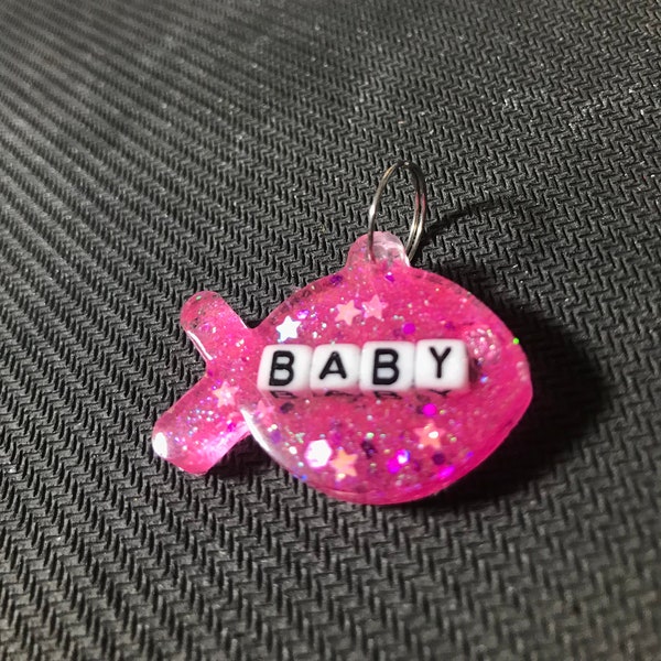 Baby pet play collar tag resin fish ddlg bondage furry charm kitten