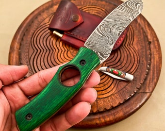 Custom Handmade Damascus Cigar Cutter-Unique and Luxurious Gift for Cigar Lovers Vintage Sharp Blade Buffalo Horn Handle