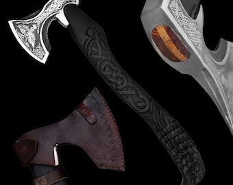 Hacha forjada a mano / Hacha vikinga / Hacha de tallado / Hacha con barba / Hacha de batalla / Hacha escandinava / Regalo perfecto de Navidad