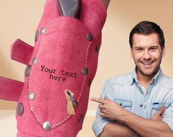 Kit de puños de guanteletes de muñeca de cuero único con bolsillo oculto - Cuchillo de acero de Damasco forjado a mano personalizable - Regalo de vacaciones