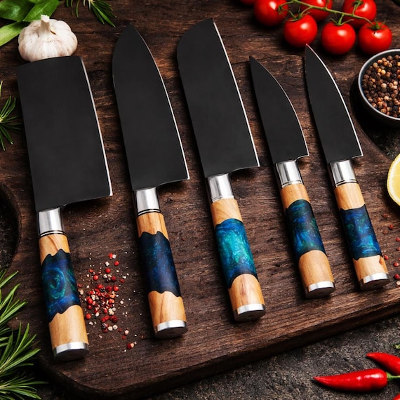 Hand-Forged Yakut Knife with Leather Sheath, 9.5 cm (3.74  Handmade wooden handled, chopping knife with leather cover main image 1