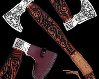 Hacha grabada a mano / Hacha vikinga / Hacha de tallado / Hacha barbuda / Hacha de batalla / Hacha escandinava / Regalo perfecto de Navidad