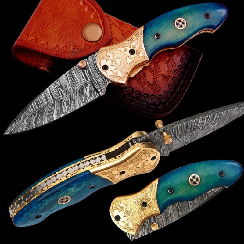 Custom handmade knife with Turquoise with brown with  a sheath