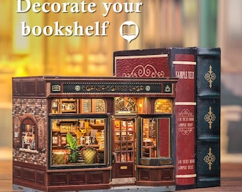 DIY Book Nook Kit | Corner Coffee Shop | Wooden Miniature Dollhouse Model