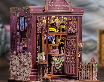 DIY Book Nook Kit | The Astrology Bookshop | Wooden Miniature Dollhouse Model