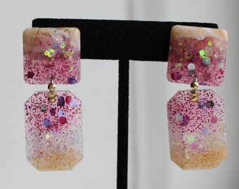 Licensed to Sparkle Pink Gold Glitter Dangle Earrings
