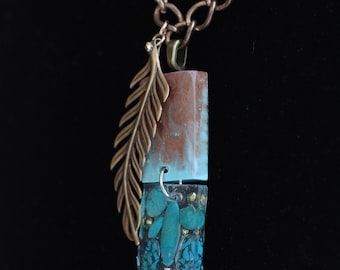 Copper and Turquoise Pendant Necklace