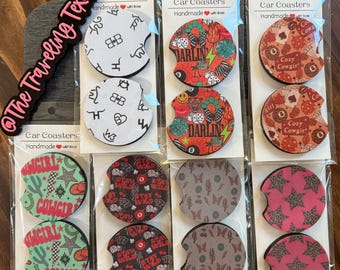 Handmade Car Coasters: fun western Designs