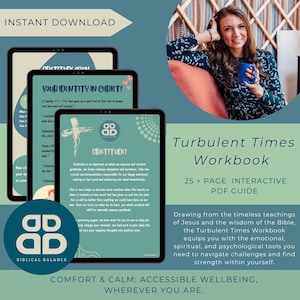 Faith-Inspired Turbulent Times Workbook, Navigate Life's Challenges with Resilience, Christian PDF Digital Bible Study Resources