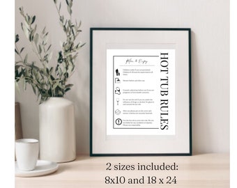 Editable Template - Hot Tub Rules - Printable Sign - Includes 8x10, 18x24" templates for one design-Instant Download
