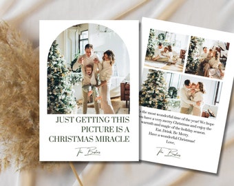 Funny Christmas card-Getting this picture is a Christmas Miracle, funny photo holiday card, printable christmas card-funny holiday cards
