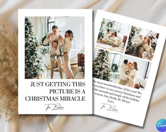 Funny Christmas Card-Getting this picture is a Christmas Miracle, funny family photo holiday card, printable Christmas card-holiday cards