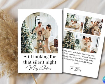Funny Christmas card, DIY funny family Christmas card, funny photo card, Still Looking For that Silent Night - DIY instant download Canva