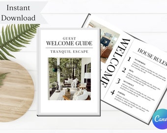 Airbnb Welcome Book Template | House Host Manual Guidebook Template | Real Estate Canva Template | Vacation Rental Template
